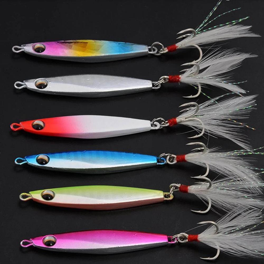 

1 Pcs Metal Spinner Jig Hard Bait 14g/21g Saltwater Jigging lead Fishing Lure VMC Hooks Laser Body Sea Fishing Tackle
