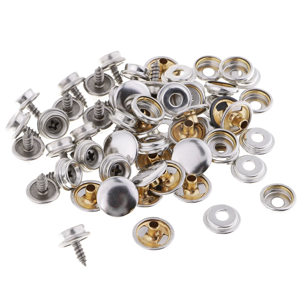 20 Sets Stainless Steel Snap Fastener Screw for Furniture Marine Canvas Tent Boat