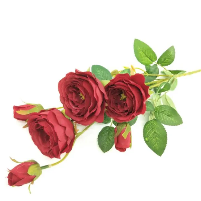 10 шт. искусственные розы шесть голов белый/розовый/фиолетовый/оранжевый/красный цвет розы стебли для Свадьбы Центральные элементы - Цвет: Красный