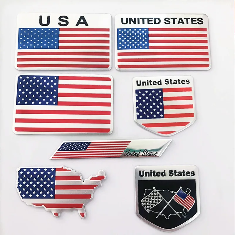 

United States USA Flag Aluminum alloy Emblem Badge Sticker American national map Car stickers Motorcycle Auto Decor Decals
