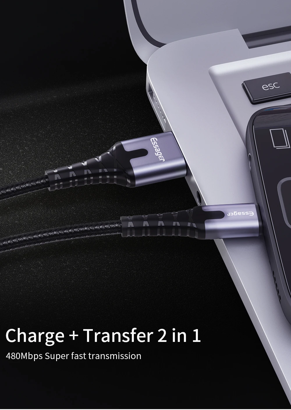 Essager usb type C кабель 3 м Быстрая зарядка провод шнур USBC type-C кабель для Xiaomi Redmi Note 8 7 samsung мобильный телефон USB-C зарядное устройство