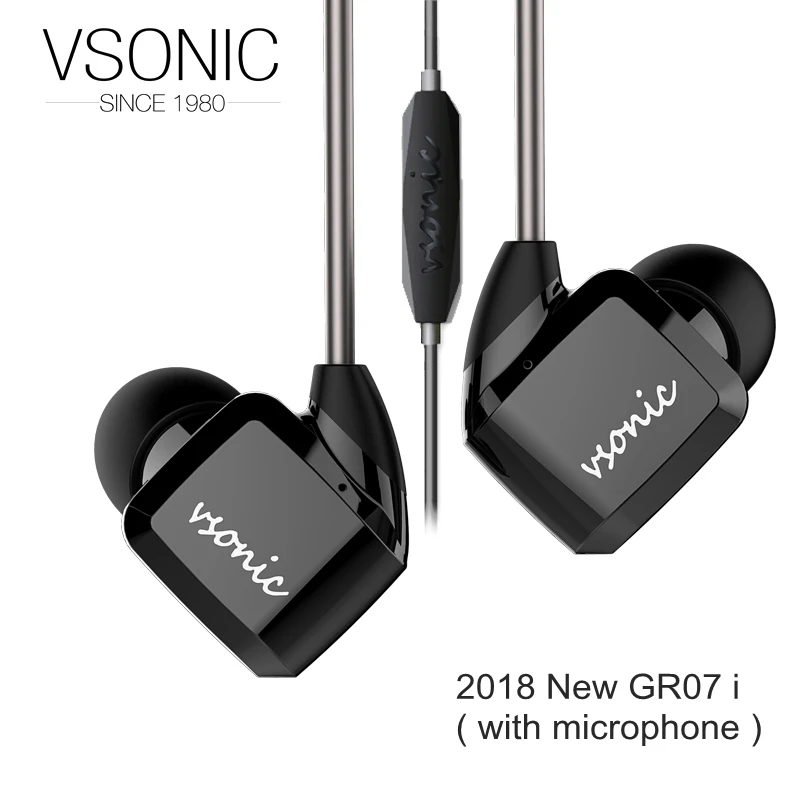 VSONIC Новинка GR07 бас/классический HIFI наушники-вкладыши сменный кабель Высокая динамическая шумоизоляция наушники - Цвет: 2018 NEW GR07 MIC