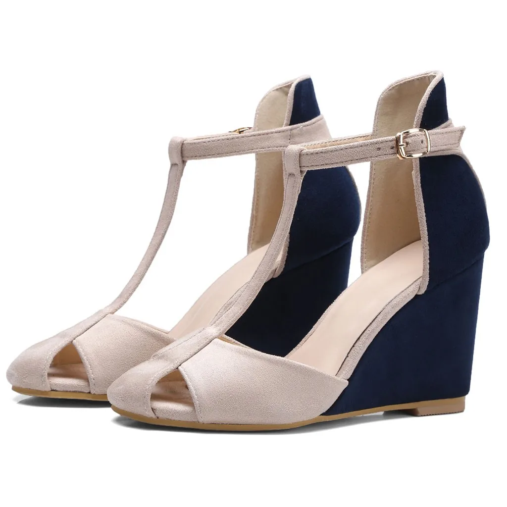 

JAYCOSIN 2019 Women's Summer Round Toe Wedges High Heel Ankle Buckle Sandals Famous Brand Casual Shoes Women Fashion Platform