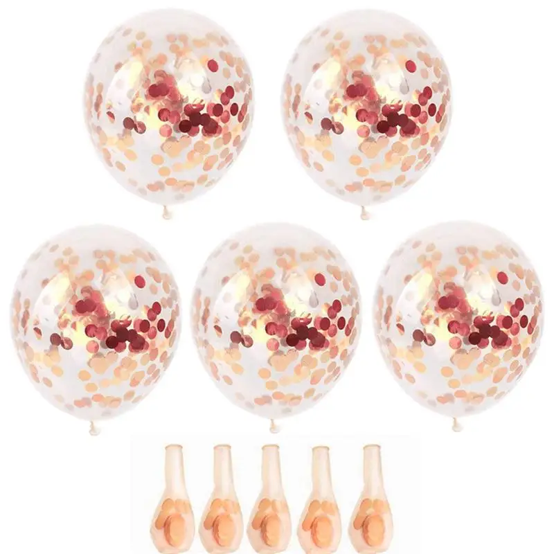 New 10pcs 12" Confetti Latex Balloons Rose Gold Round Sequins Transparent Balloon for Birthday Wedding Party Supplies Kids Toys