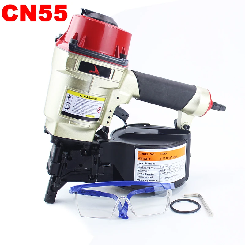 

YOUSAILING CN55 Industrial Pallet Nailer Gun Pneumatic Coil Nailer Tool Air Nailing Gun for Pallet Making Nail Length 32mm-55mm