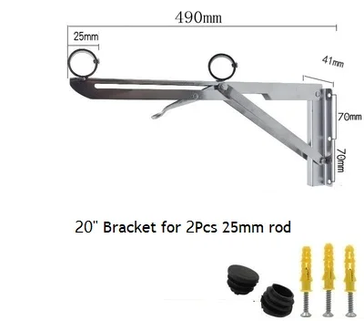 2 шт.(1 пара)/лот настенное крепление из Нержавеющей Стали Угловой складной кронштейн поддержка для подвешивания 25 мм " 32 мм 1-1/4" труба трубы Displayi - Цвет: Folding 20 25 double