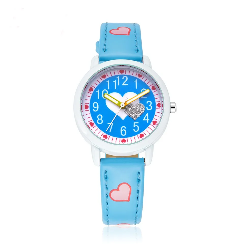Kezzi Детские часы с мультяшным кожаным ремешком водонепроницаемые кварцевые наручные часы модные часы для девочек Infantil reloj