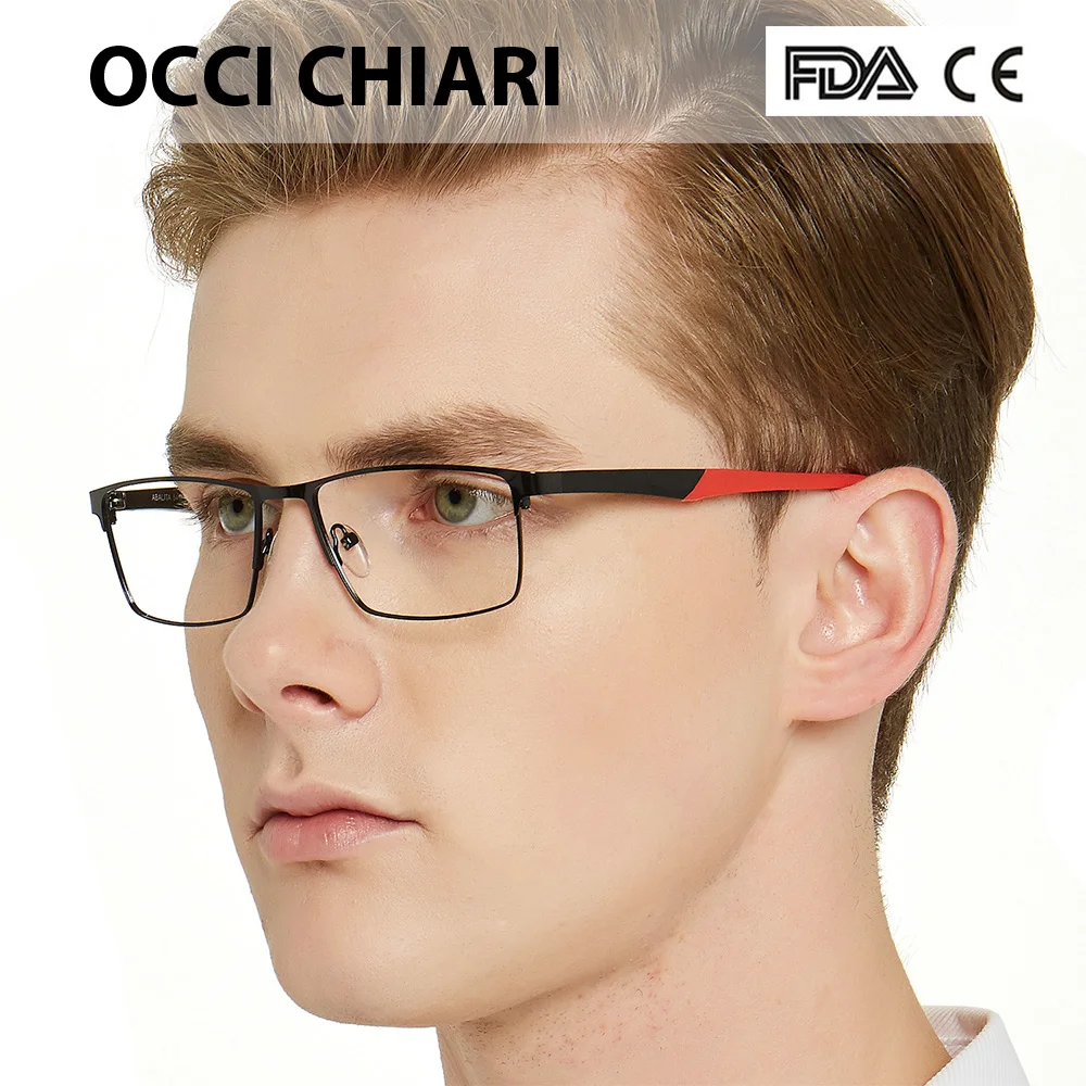 Ceny OCCI CHIARI 2018 moda marka mężczyźni Patchwork powieść projekt prostokąt oko czyste soczewki do okularów oprawki do okularów korekcyjnych okulary W CERIONI