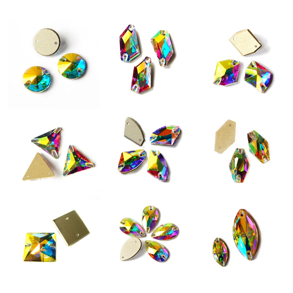 

Crystal AB Sew On Rhinestones Different Strass Rainbow Beads Sewing Rhinestone For Jewelry Dress Gymnastics Garment Decoration