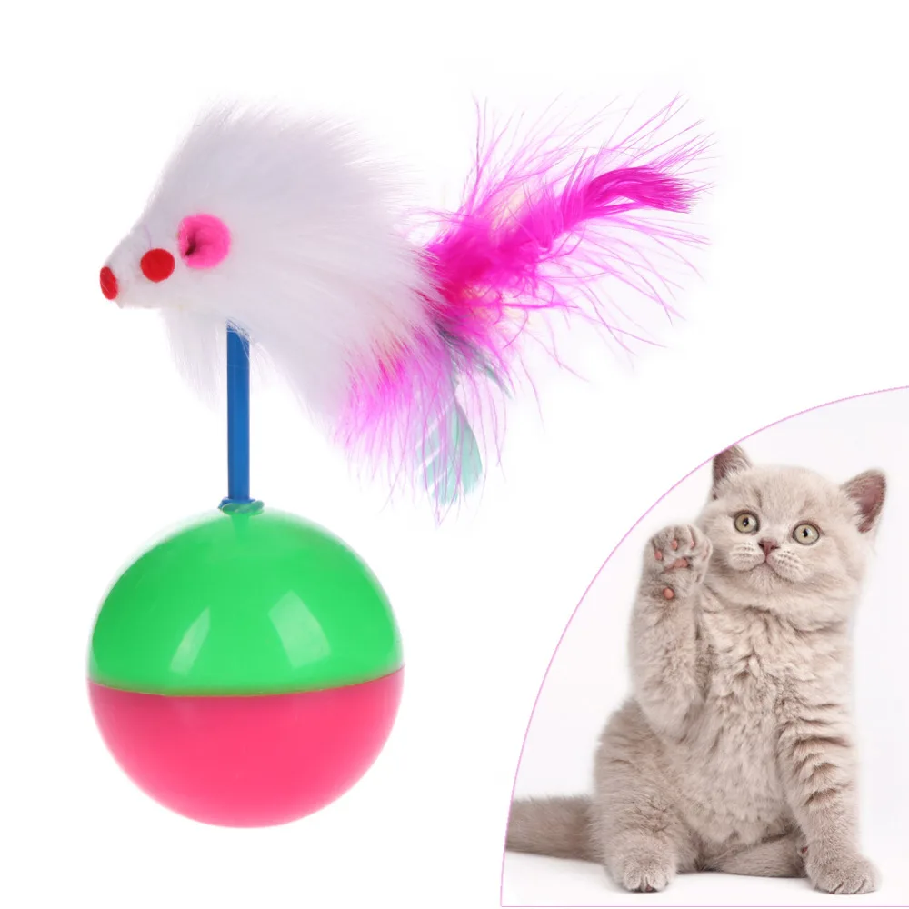 1Pc False Mouse Cat Toys Colorful Feather Mice Ball Funny Playing