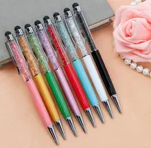 Wholesale 500PCS/LOT Party Favor Gift Colorful Crystal Pens Metal Ballpoint Pen Customized LOGO