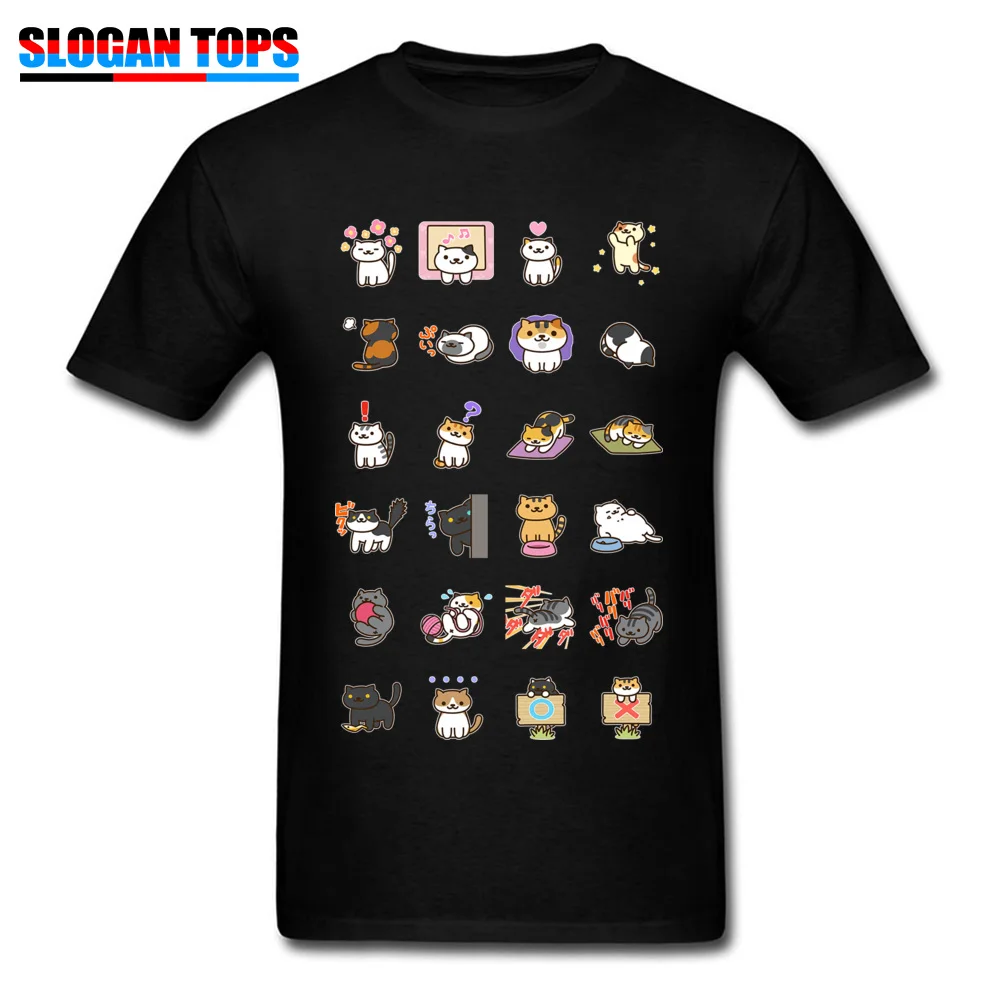 Slim Fit neko atsume cat tsum duck O-Neck T Shirts NEW YEAR DAY Tees Short Sleeve for Men 2018 New 100% Cotton Top T-shirts neko atsume cat tsum duck black