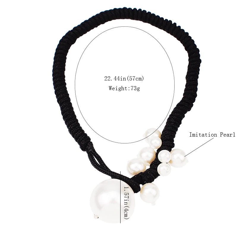 MANILAI Big Imitation Pearl Pendant Necklaces For Women Thick Rope Adjustable Statement Chokers Necklaces Jewelry 2019