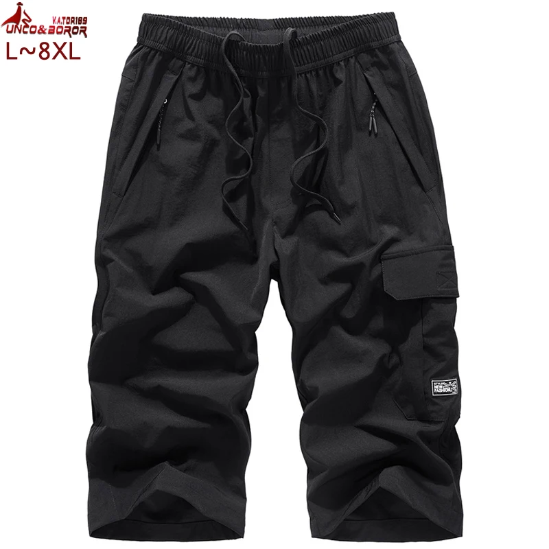 plus size 7XL 8XL Men`s Knee lenght Cargo Shorts Casual Elastic Waist fitness Bermudas Male Breathable Beach Surfings Shorts men plus size 7XL 8XL Men`s Knee lenght Cargo Shorts Casual Elastic Waist fitness Bermudas Male Breathable Beach Surfings Shorts men