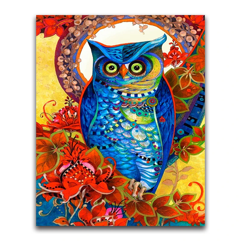 Full round Diamond painting Cross stitch owl&flower full square Diamond mosaic color bird 5D DIY Diamond embroidery Cartoon Sale