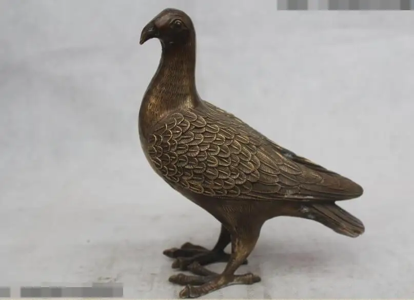 

S03110 8"Chinese Folk Pure Bronze excellent Lucky Lifelike beautiful Pigeon Statue B0403