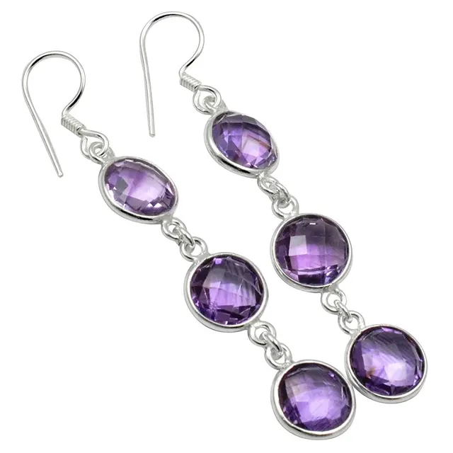 Lovegem Genuine Amethyst Earrings 925 Sterling Silver 58 Mm Ae1931 Lovegem Genuine Amethyst Earrings 925 Sterling Silver 58 Mm Ae1931