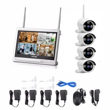 4ch Водонепроницаемая инфракрасная камера системы безопасности 1MP Беспроводной NVR комплект с ЖК-экраном беспроводная система безопасности
