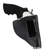 Funda para revólver negra de cuero genuino táctica oculta Universal con Clip de Metal porta pistola