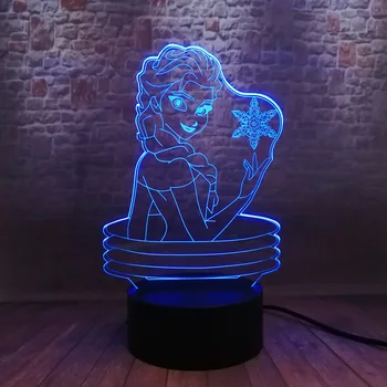 

Elsa Anime Figure 3D Illusion Led Lamp 7 Colors Changing Nightlight Elsa Doll Light-up Toys Girls Party