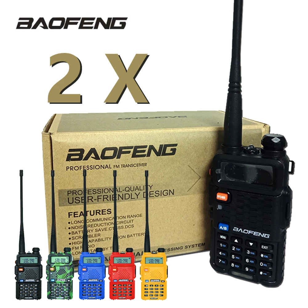 2 шт. Baofeng UV-5R рация UV5R CB радиостанция 5 Вт 128CH VHF UHF Двухдиапазонная UV 5R двухсторонняя рация для охотничьих радиоприемников