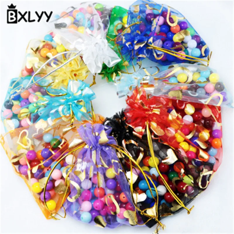 

BXLYY 50pc 9x12 10x15cm Organza Jewelry Bag Wedding Decor DIY Wedding Gifts for Guests Valentines Day Gift Candy Bag Presents.8z