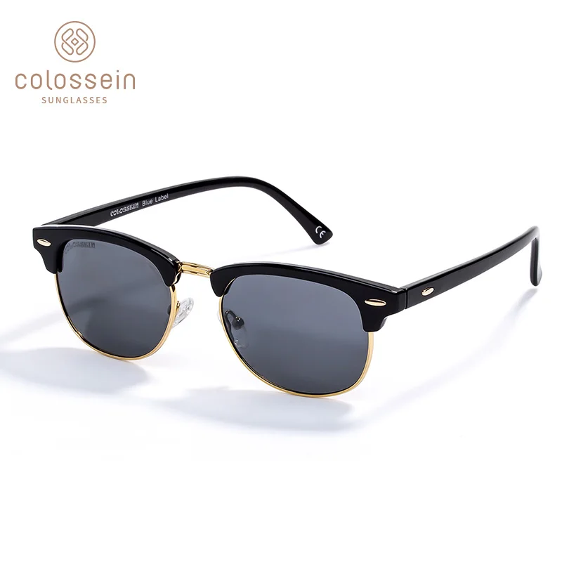 

COLOSSEIN Polarized Round Sunglasses For Men Classic Fashion Retro Grey Red Colors Style Metal Sun Glasses UV400 Eyewear oculos