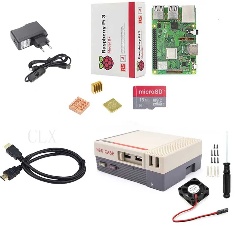 

Raspberry Pi 3B/3B+(plus)+Raspberry Pi Retroflag Box+16GB+ fan+power supply+heat sink+HDMI for Raspberry pi 3B/3B+