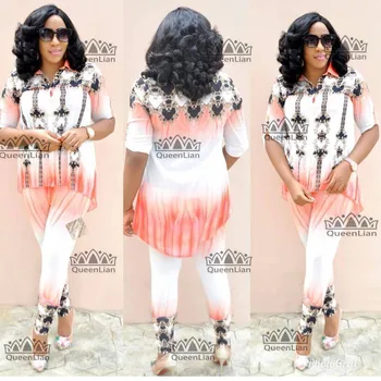 

2018 new (Size:L-XXXXL)African Clothes For Lady Fashion Dashiki Top and Pants Suit Chiffon Dress XFTZ02#