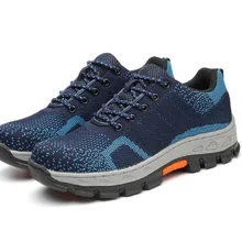 Мужская дышащая Рабочая защитная обувь со стальным носком мужские уличные противоскользящие стальные проколы строительные защитные сапоги обувь