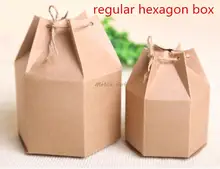 20pcs lot 6cm 4 5cm big small size Fashion regular hexagon kraft paper Gift box food