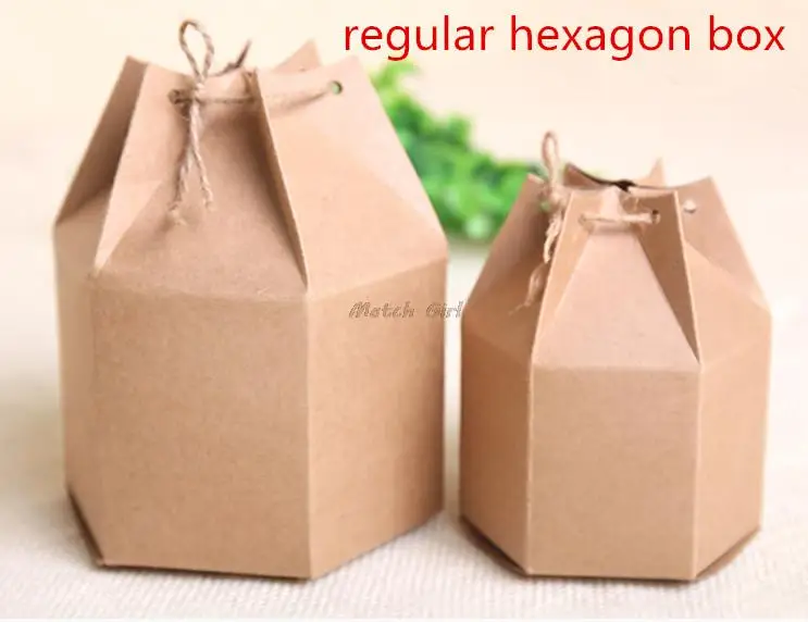 20pcs lot 6cm 4 5cm font b big b font small size Fashion regular hexagon kraft