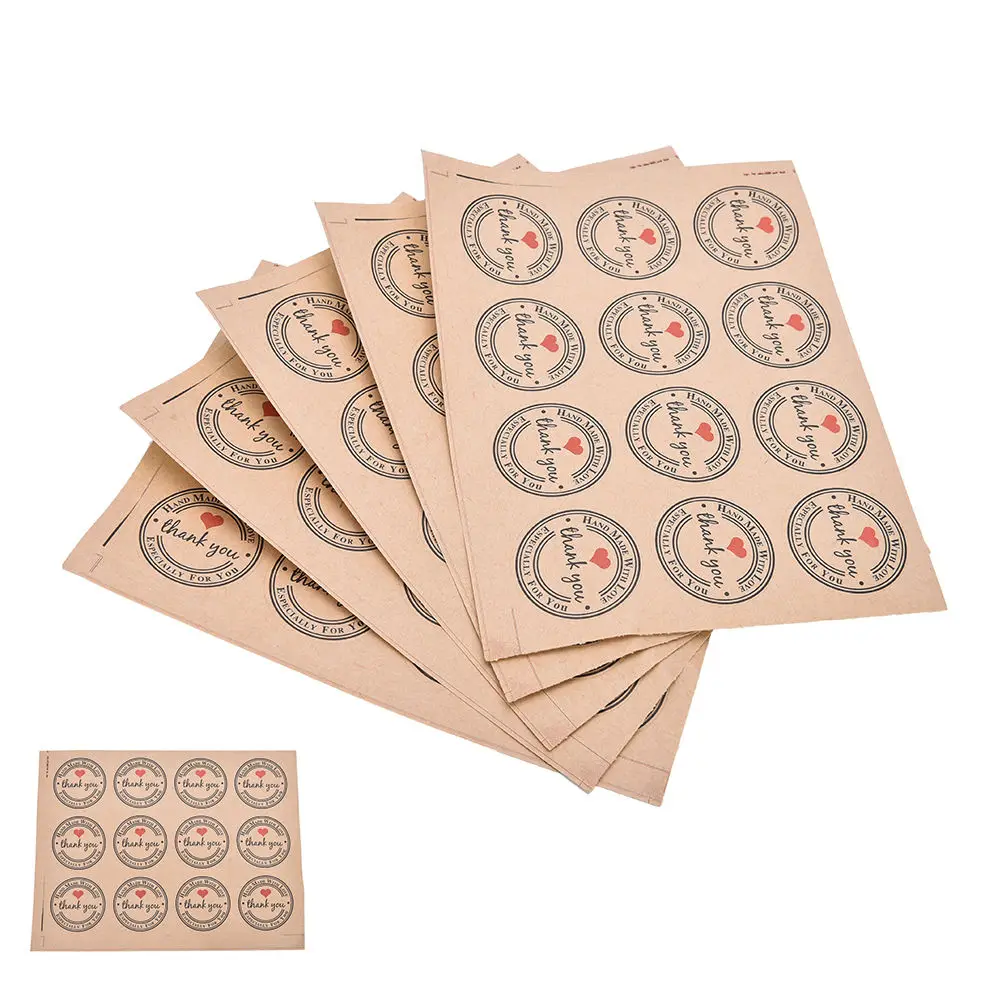 

60 Pcs Hot Red Thank You Stickers Love Thank You Self-adhesive Stickers Gifts Custom Round Labels Paper Bag Kraft Label