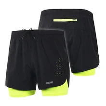 Для мужчин для бега 2-в-1 шорты быстросохнущие дышащие шорты для бега активных тренировок бега Велоспорт шорты для женщин с более лайнер