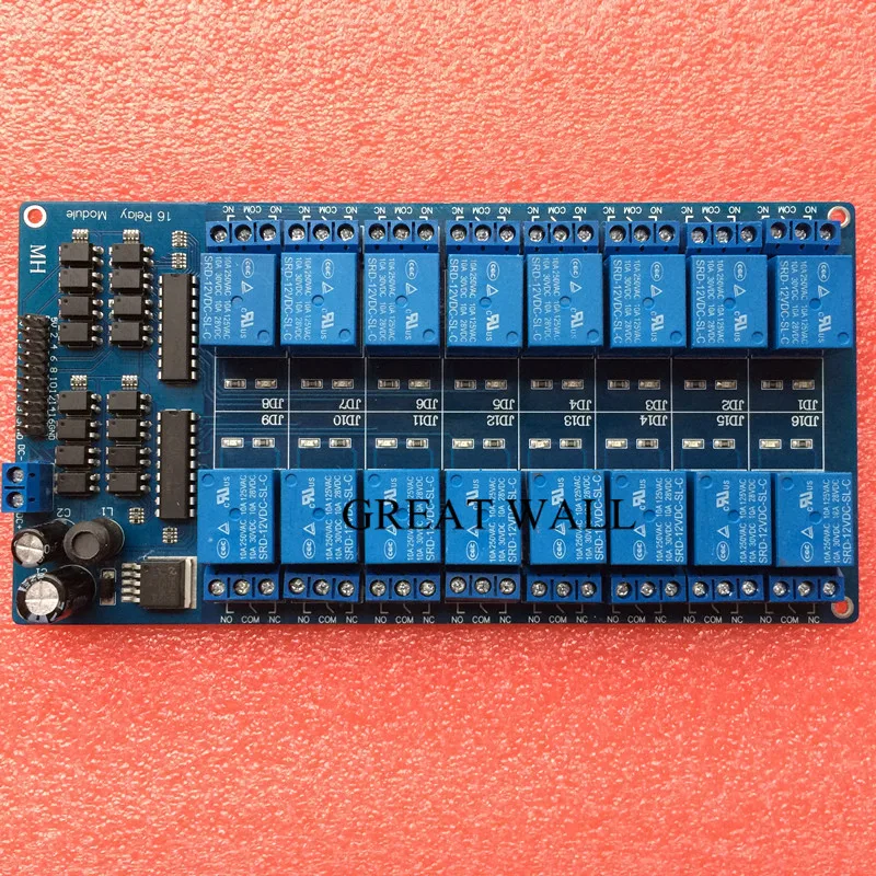 

5pcs 12V 16 Channel Relay Module ARM PIC AVR DSP Electronic Relay Plate Belt optocoupler isolation