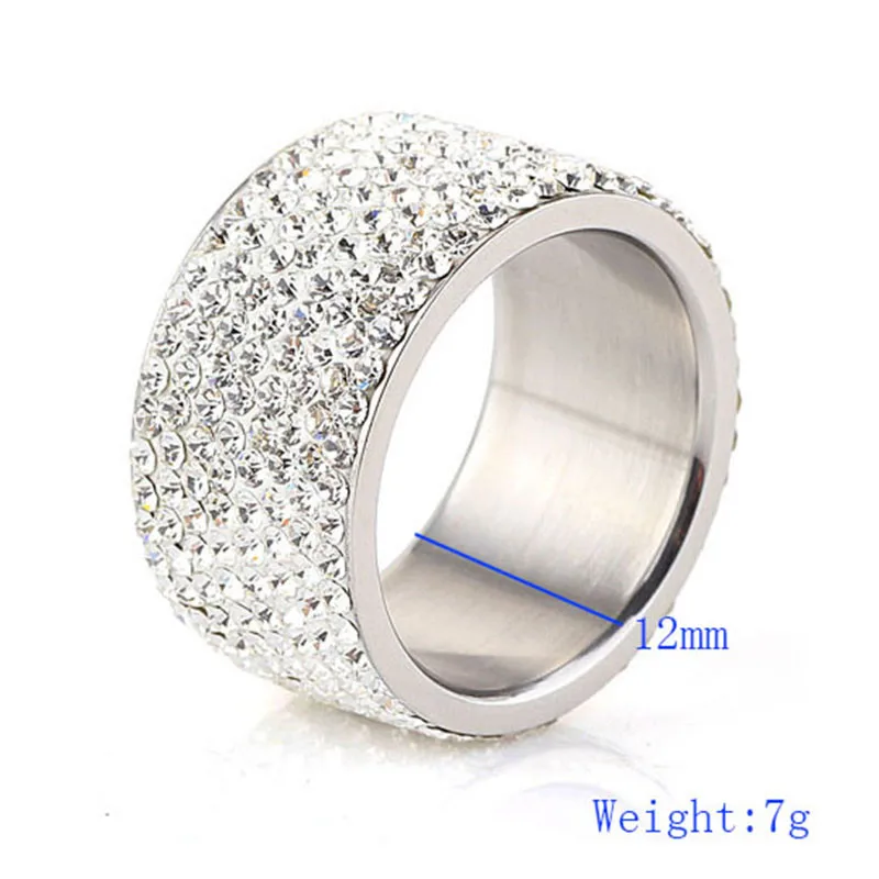 Modyle Full Crystal Rings For Women Man Wedding Ring Silver-color Stainless Steel Promise Jewelry