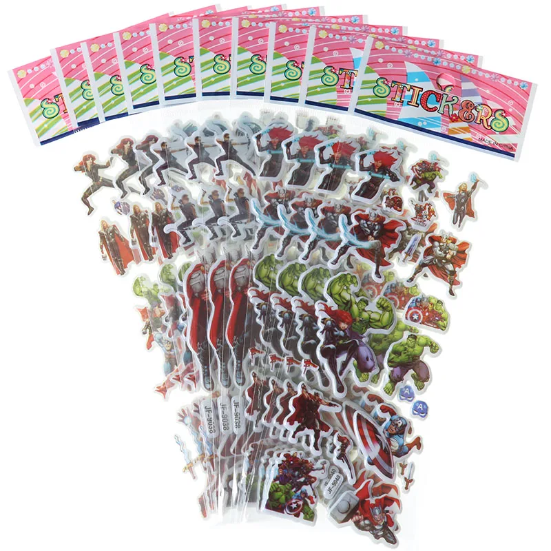 10pcs-Cartoon-Avengers-Sticker-Children-S-Gift-Toy-Kawaii-3D-PVC-Bubble-Stickers-Children-Classic-Decals (2)