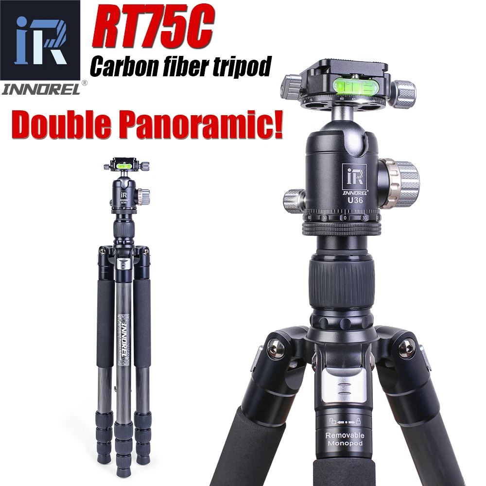 INNOREL RT75C Professional Video Camera Tripod Monopod High Strength 10 Layers Carbon Fiber Portable for Digital DSLR Cameras