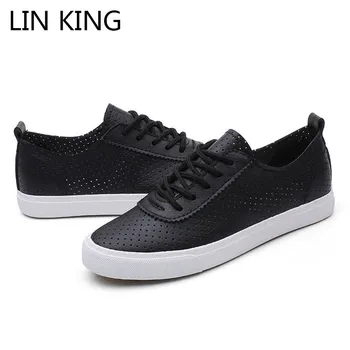 

LIN KING Fashion Hollow Out Men Casual Shoes Breathable Slip On Lazy Shoes Soft Sole Loafers Moccasins Man Flats Driving Shoes