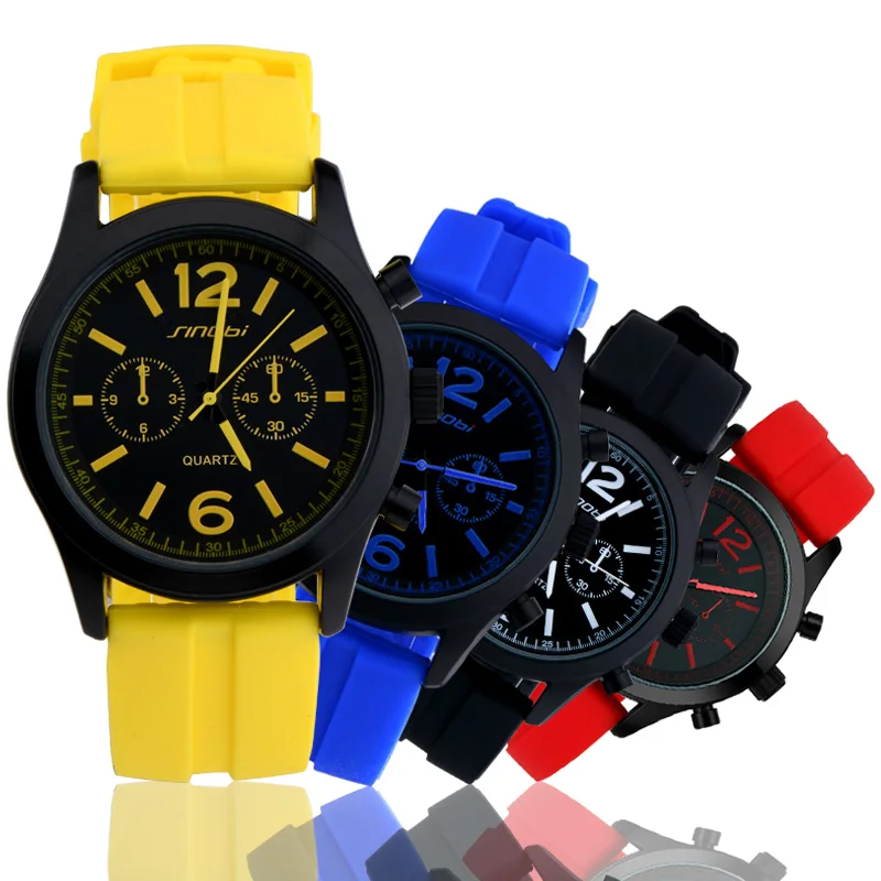 SINOBI Sport Women Watch Waterproof Silicone Lady Wrist Watches Quartz Clock Female relogio feminino Running Fitness Yellow 2018