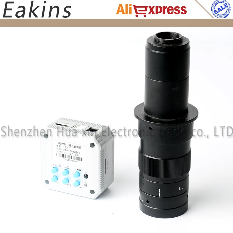 

16MP 1080P HDMI/USB Output HD Digital Video Microscope Camera TF Card Video Remote Control with 180X or 300X C-mount Zoom Lens