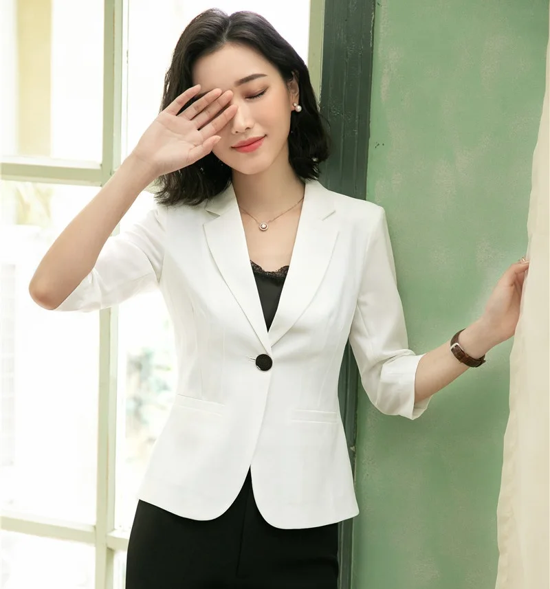 Fashion Formal Ladies Blazer Blazers Women Jackets Half Sleeve Work