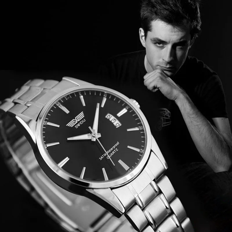 Мужские часы Топ бренд класса люкс мужские часы из нержавеющей стали ремешок Дата кварцевые календарь аналоговые спортивные наручные часы relogio feminino