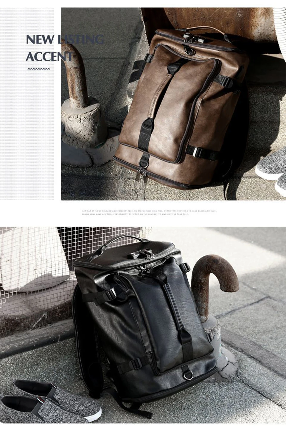 Fashion Backpacks Anti Theft Backpack PU Leather Laptop 17 Inch 15.6 Back Packs Casual Men Women Bags USB Charging Style Bagpack (2)