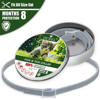 

Dewel Cat Collar Anti Tick Dogs Small Flea Collar Mosquitoes Waterproof Pets Accessories for Cat 8 Months Protection