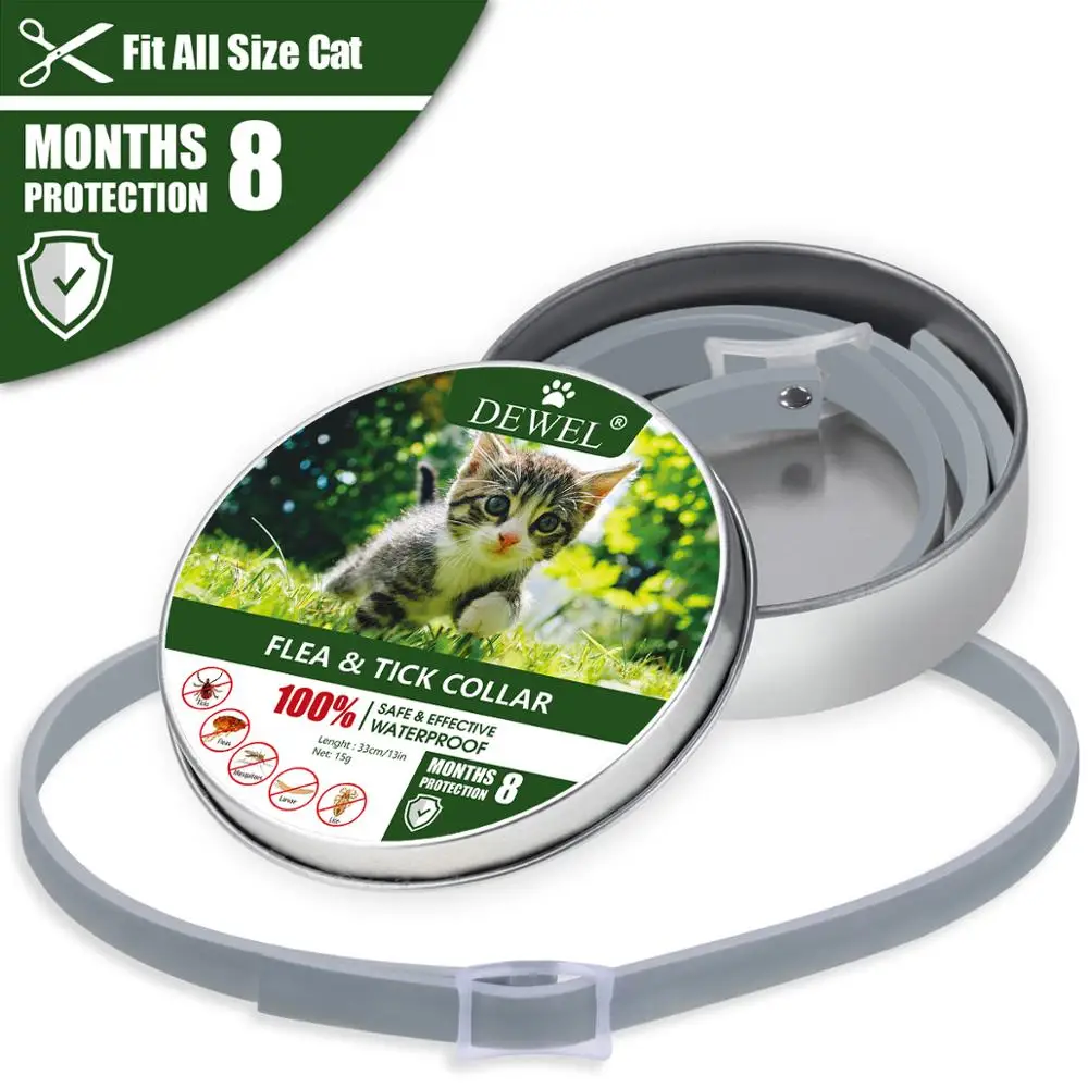 Dewel Cat Collar Anti Tick Dogs Small Flea Collar Mosquitoes Waterproof Pets Accessories for Cat 8 Months Protection