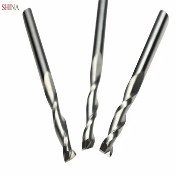 

SHINA 5pcs 4MM One Flute Spiral Router CNC Milling Cutter Two Double Flutes Tungsten Spiral End Mill CNC Router Bits For MDF