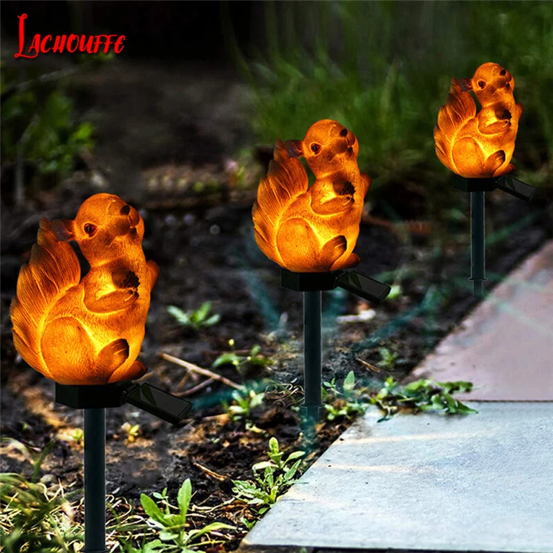 

2019 Squirrel Solar Light With Solar LED Garden Lawn Light Outdoor Waterproof Resin Animal Solar Lamps For Home Garden Dropship