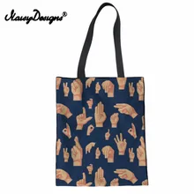 NoisyDesigns Модные женские парусиновые пляжная сумка жест печатных Повседневное Tote Для женщин Холст сумки ежедневного Применение плечо сумка-шоппер