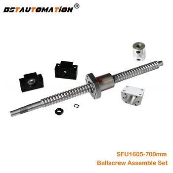 

SFU1605 Ballscrew 700mm End machined ball screw 1605 Ballnut+1605 Nut housing Bracket+BK12 BF12+ 6.35mm to 10mm Coupling for CNC